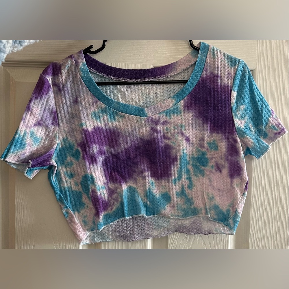 Tie-Dye Crop Top - Purple and Blue - Small